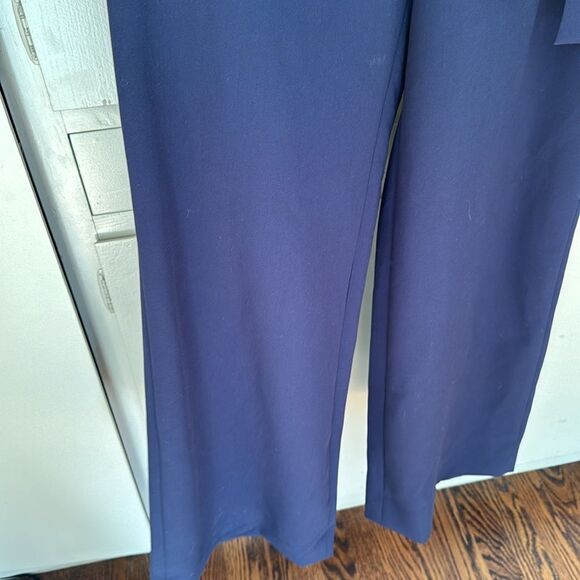 Banana republic navy lined V neck short sleeve tie belt wide leg jumpsuit. Sz 8 - Picture 4 of 8